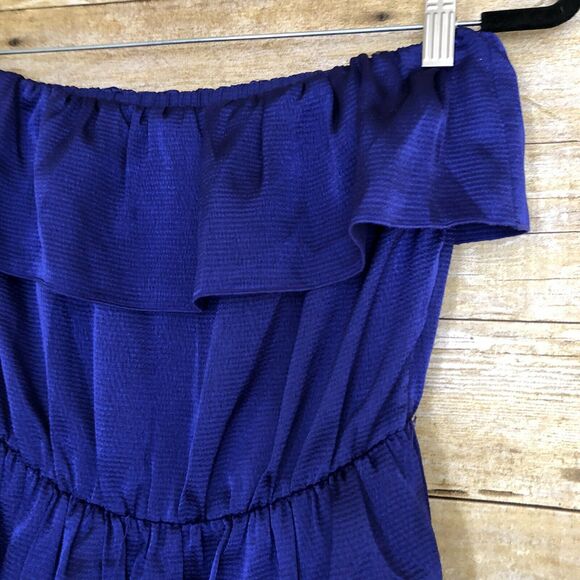 Laundry By Design Purple Strapless Tiered Dress - Size Small - Satin Ruffles - Picture 2 of 6